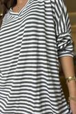 Made in Italy Perfect Breton V Long Sleeve Top Dark Grey - ** 